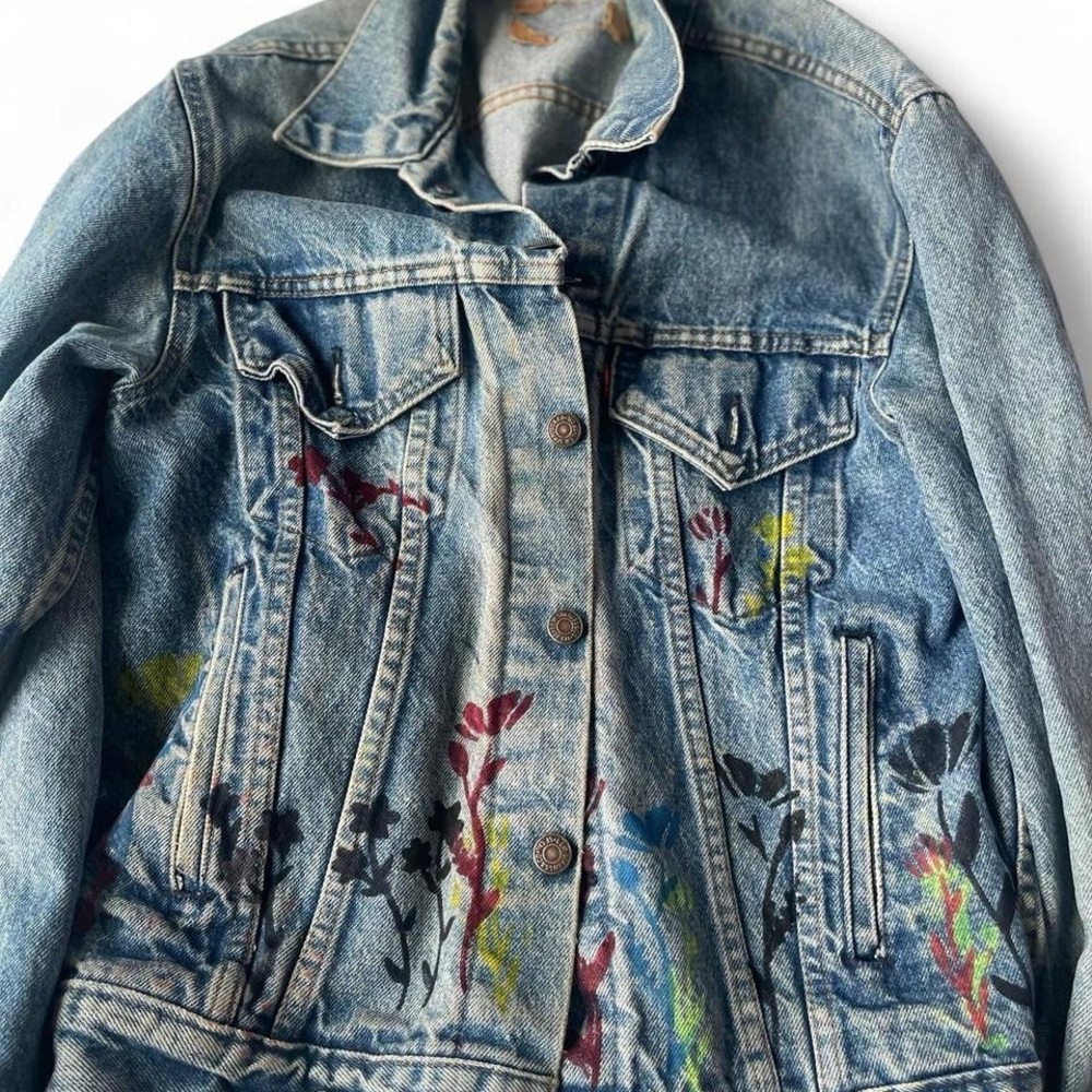 Levi's jacket hand-painted floral design